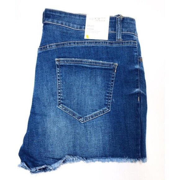 LC Lauren Conrad Womens Mid Rise Polka Dot Raw Hem Jean Shorts Summer Sz 10 New - Picture 3 of 7